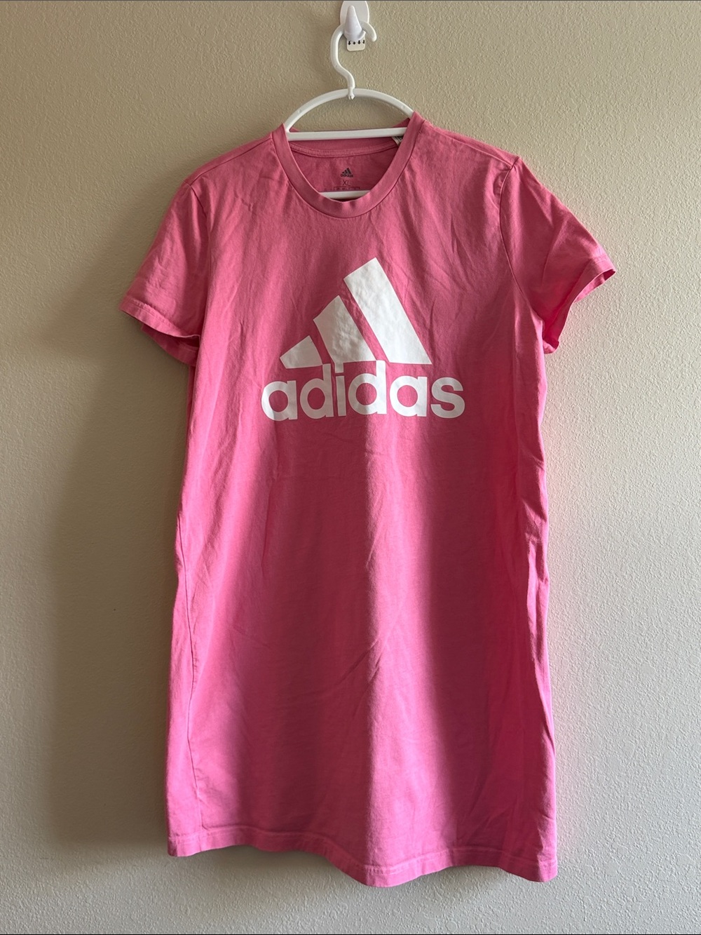 adidas Pink Short Sleeve Logo Tee Dress